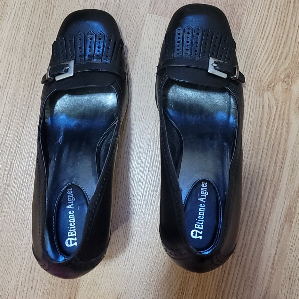Etienne Aigner Black Leather Pump Size 9.5